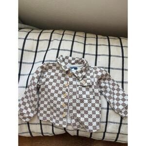 French Connection Baby brown checkered button up shirt/jacket size 6/9M